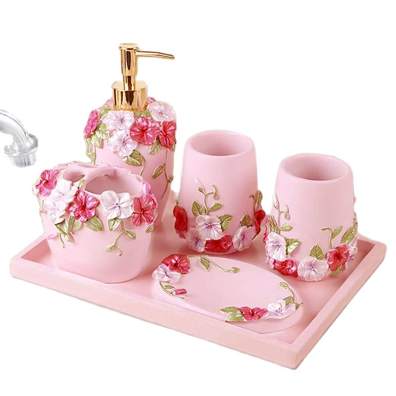 Wedding Bathroom Supply Kit - Wedding Gift Kit-Pink Rose Flowers Bathroom
