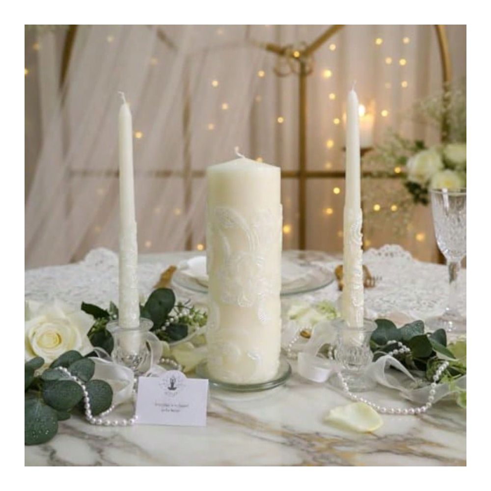 Inch High Cream Wedding Unity  - Unity Candle Set 评论和价格