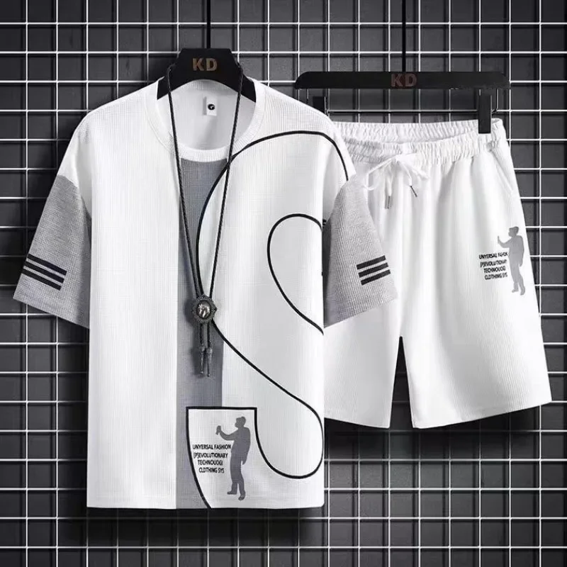 Male T Shirt Short Sets Graphi - Wedding Job 评论和价格