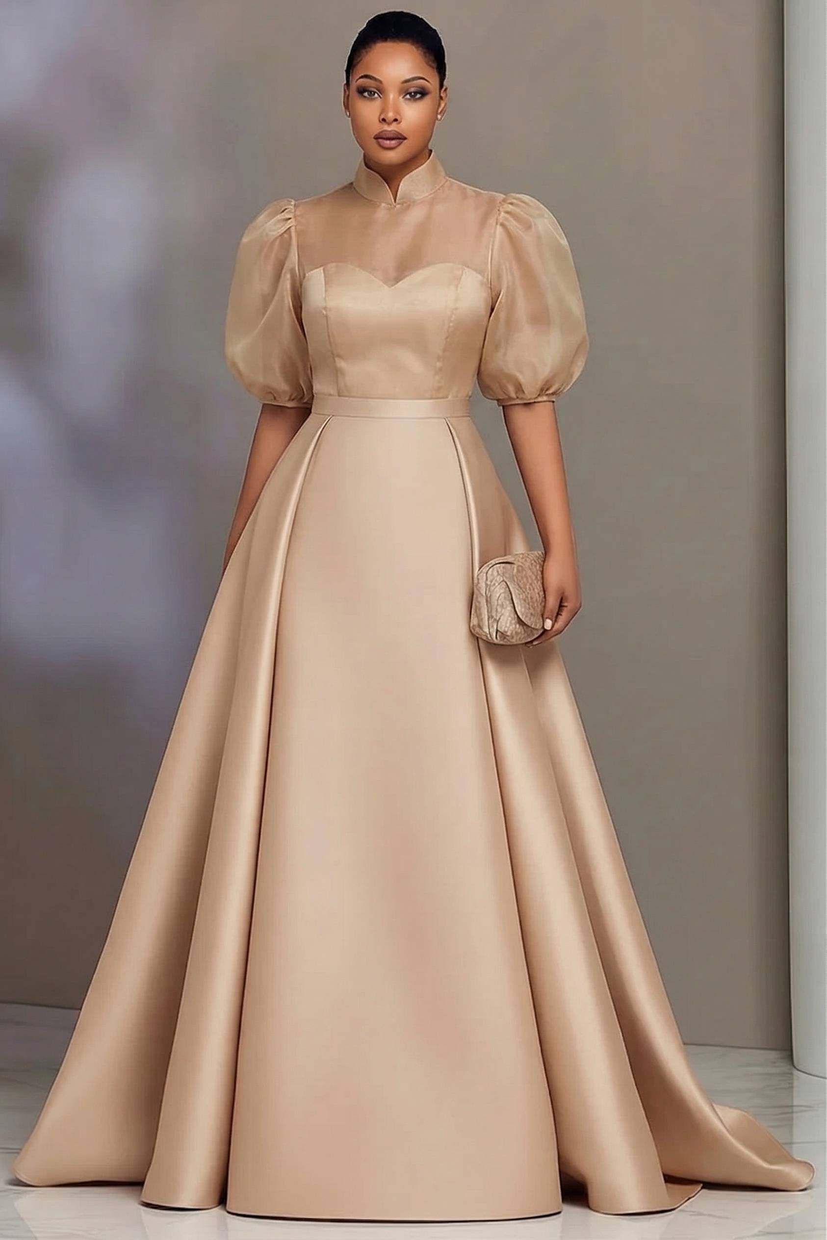 Plus Size Elegant Satin Prom D - Wedding Support 评论和价格