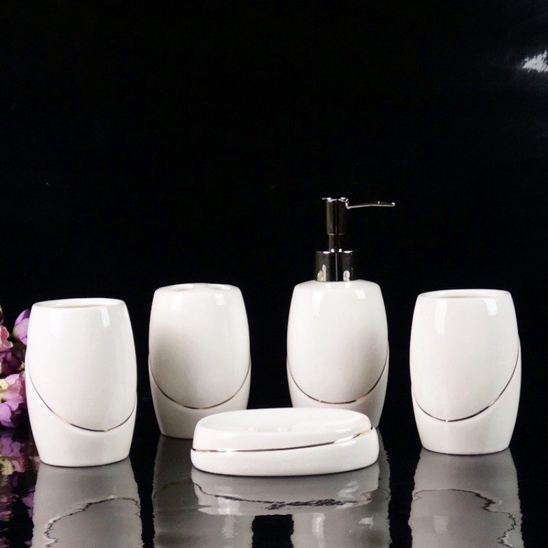 White Ceramic Bathroom Supplie - Wedding Bathroom Supply Kit 评论和价格
